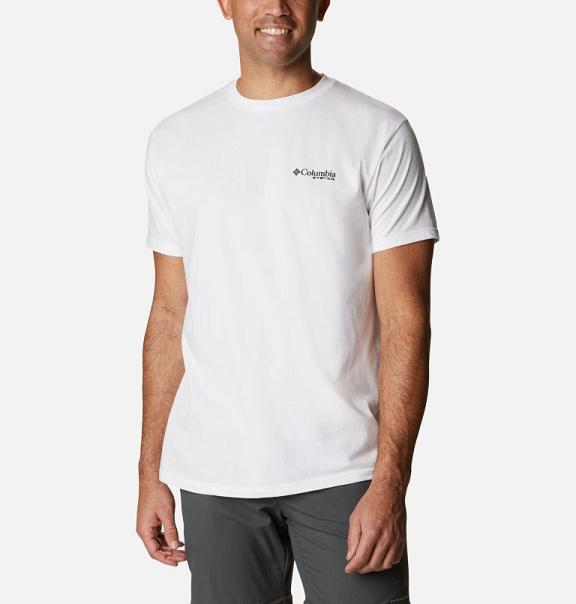 Columbia PFG T-Shirt White For Men's NZ26075 New Zealand